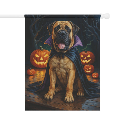 Printify Home Decor 24.5'' × 32'' Yard Flag, Halloween Mastiff Dog, Vampire Pumpkins Decor, Garden House Banner