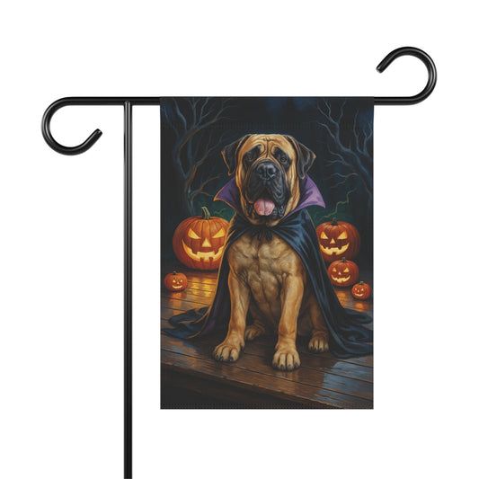 Printify Home Decor 12'' × 18'' Yard Flag, Halloween Mastiff Dog, Vampire Pumpkins Decor, Garden House Banner