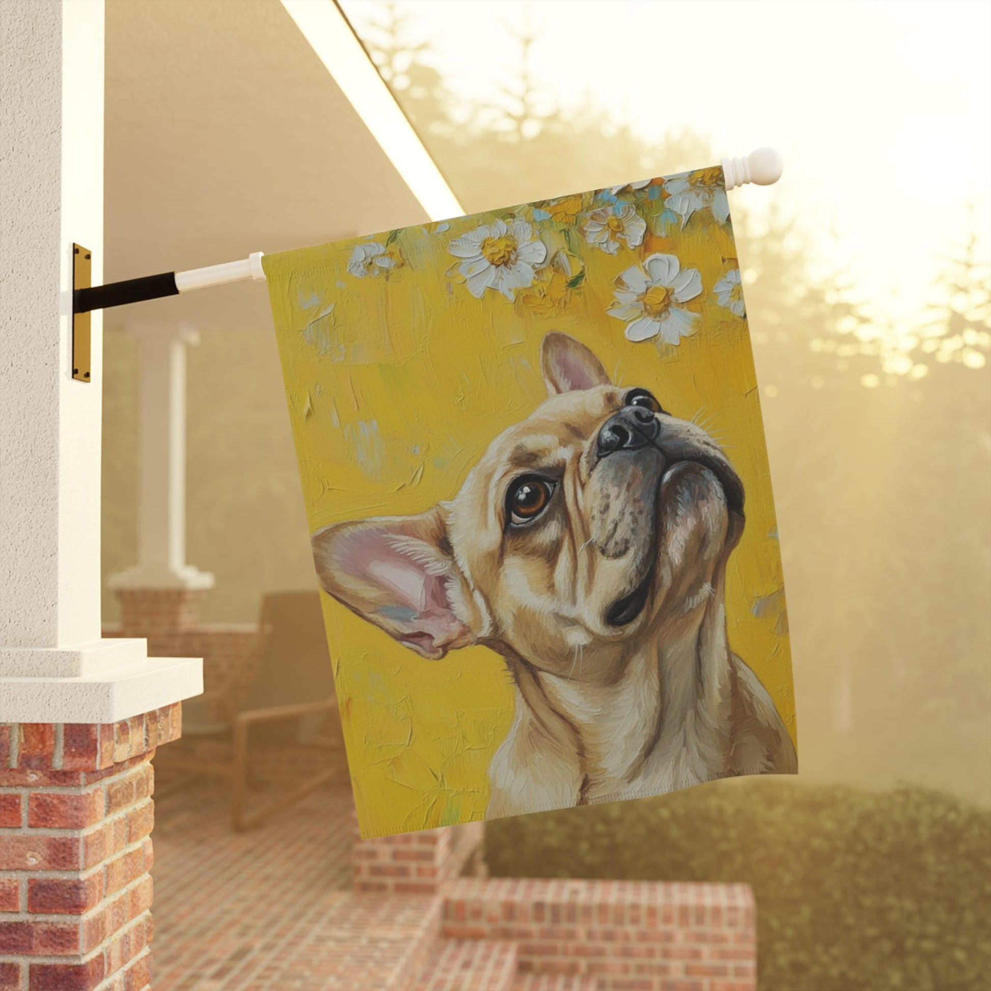 Personalized Frenchie Yellow Daisies Garden Flag