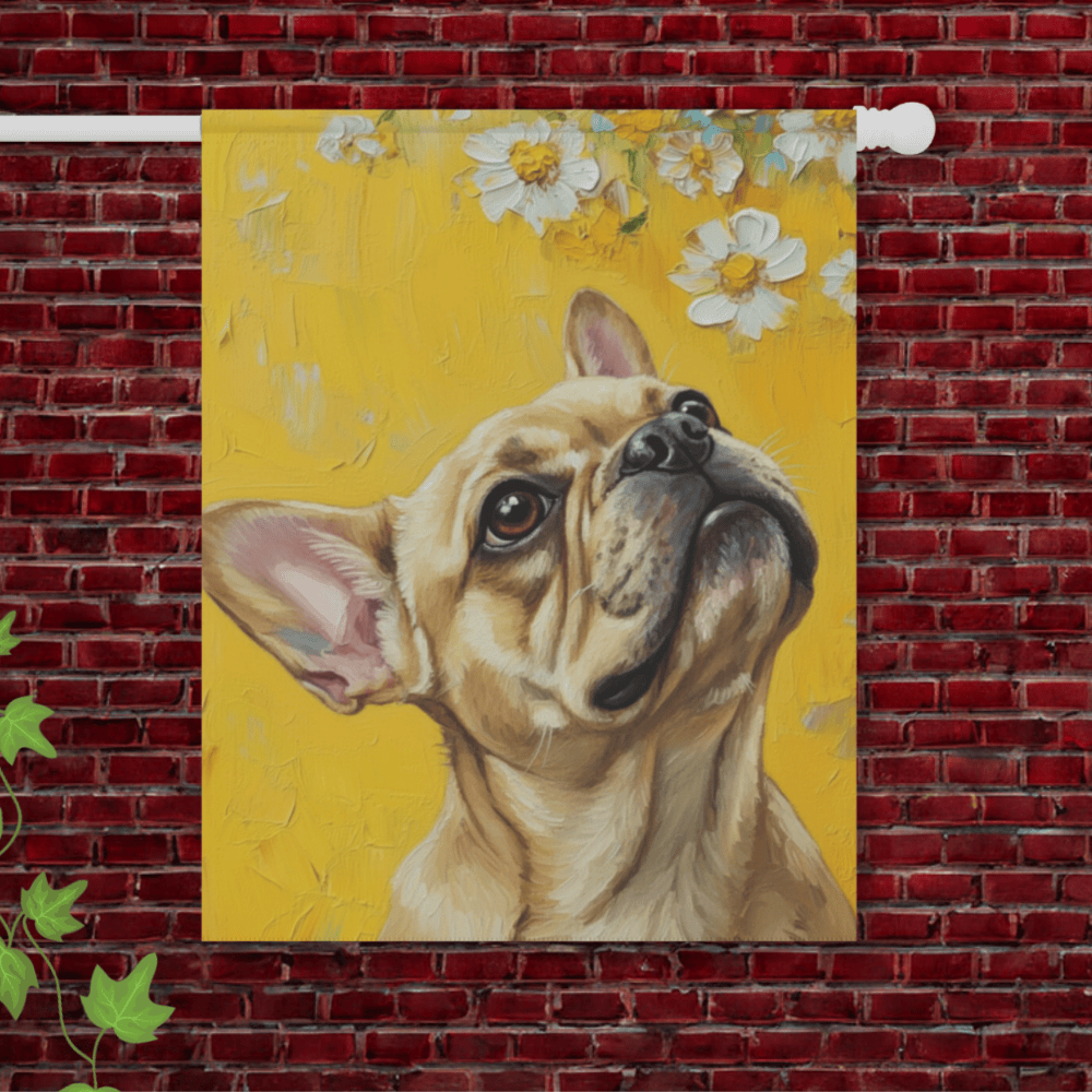Personalized Frenchie Yellow Daisies Garden Flag 24.5'' × 32''