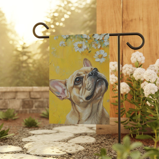 Personalized Frenchie Yellow Daisies Garden Flag