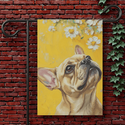 Personalized Frenchie Yellow Daisies Garden Flag 12'' × 18''