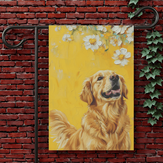 Yellow Daisies Golden Retriever Garden Flag 12'' × 18''