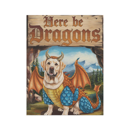 Printify Home Decor Yellow Labrador Dog Dragon Garden Flag, Fantasy Front Yard Spring Decor