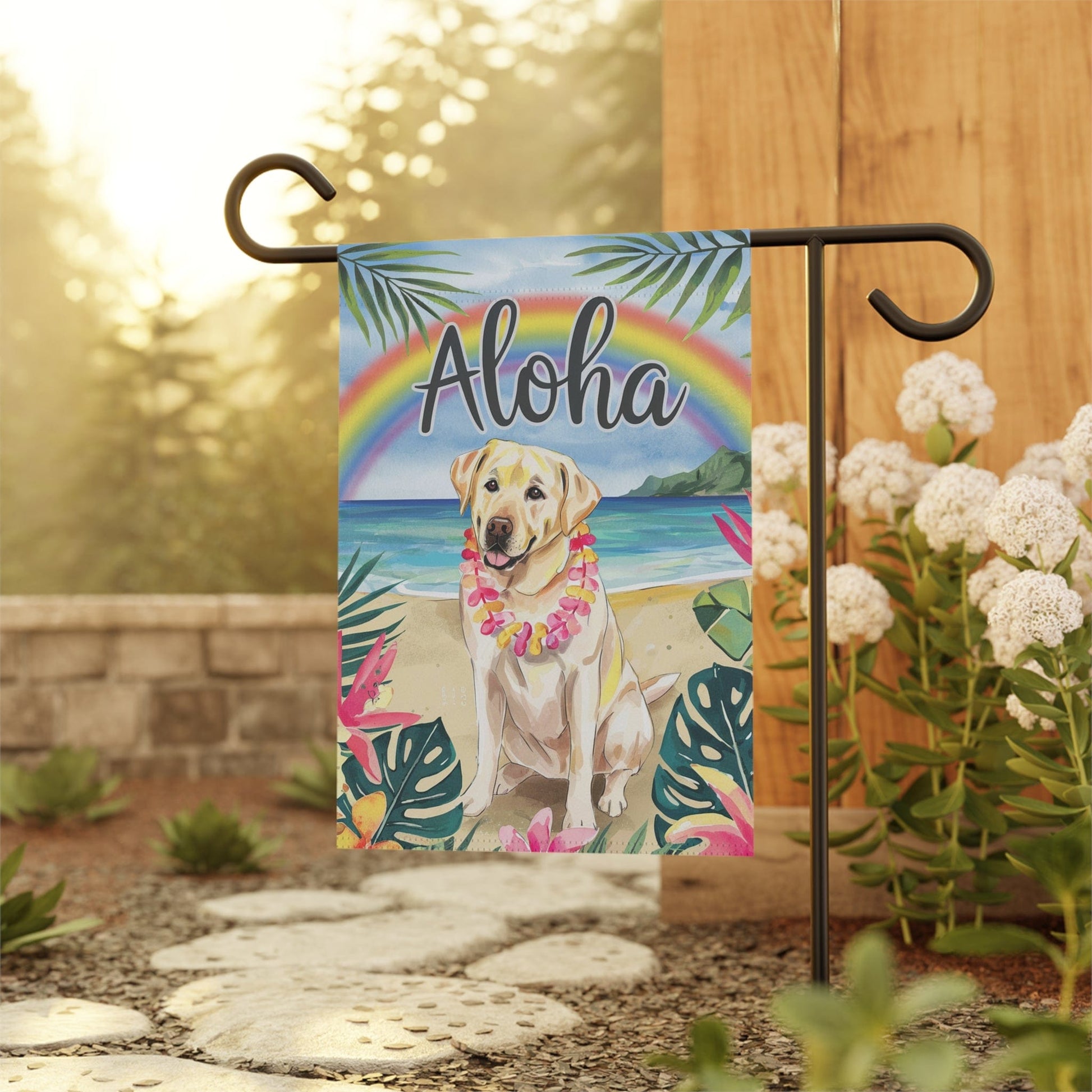Printify Garden Flag Yellow Labrador Retriever Aloha Garden Flag