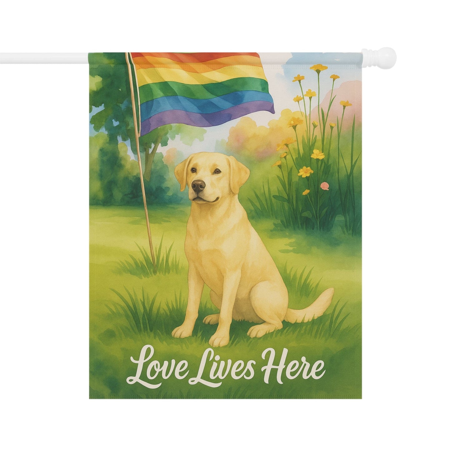 Printify Home Decor 24.5'' × 32'' Yellow Labrador Retriever LGBTQ+ Pride Garden Flag