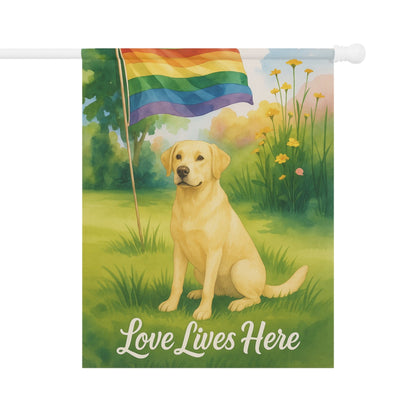 Printify Home Decor 24.5'' × 32'' Yellow Labrador Retriever LGBTQ+ Pride Garden Flag