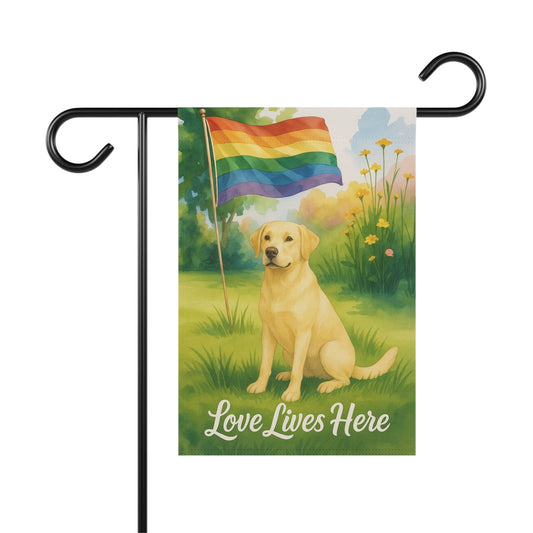 Printify Home Decor 12'' × 18'' Yellow Labrador Retriever LGBTQ+ Pride Garden Flag