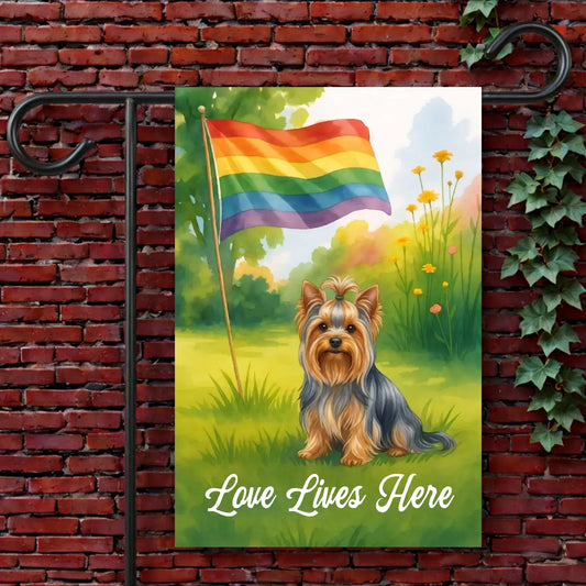 Yorkie Terrier LGBTQ+ Pride Garden Flag 12'' × 18''