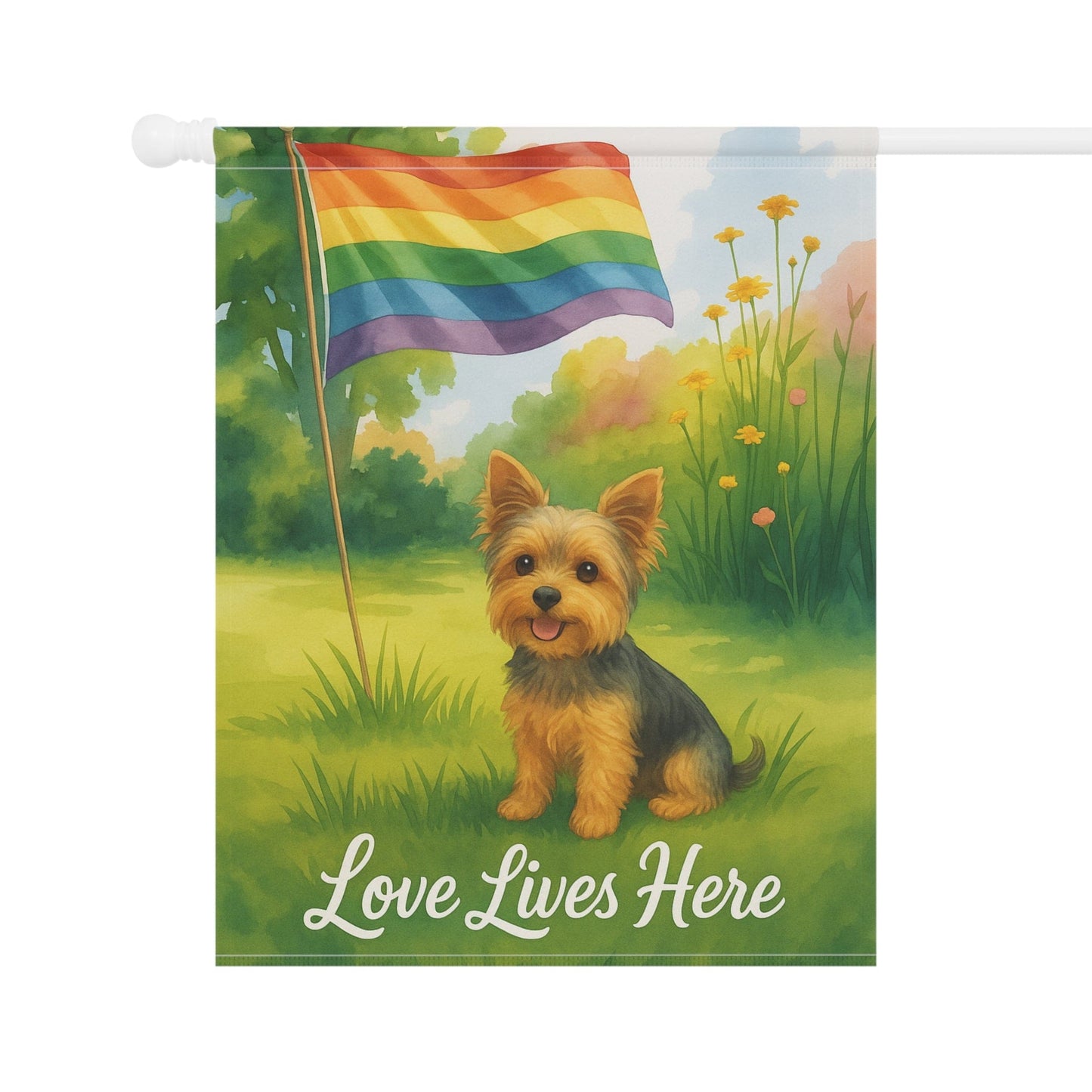 Printify Garden Flag Yorkshire Terrier  LGBTQ+ Pride Garden Flag