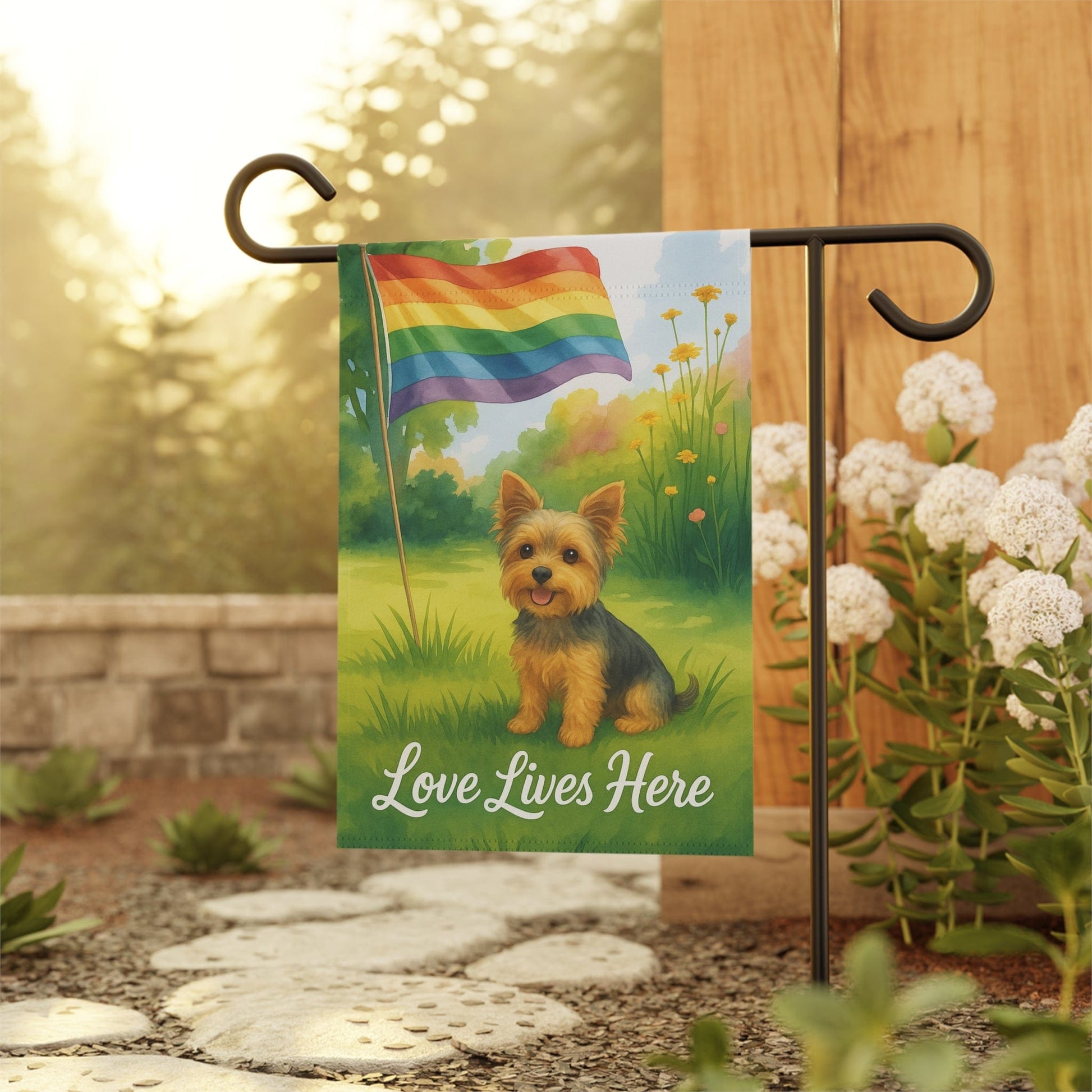 Printify Garden Flag Yorkshire Terrier  LGBTQ+ Pride Garden Flag