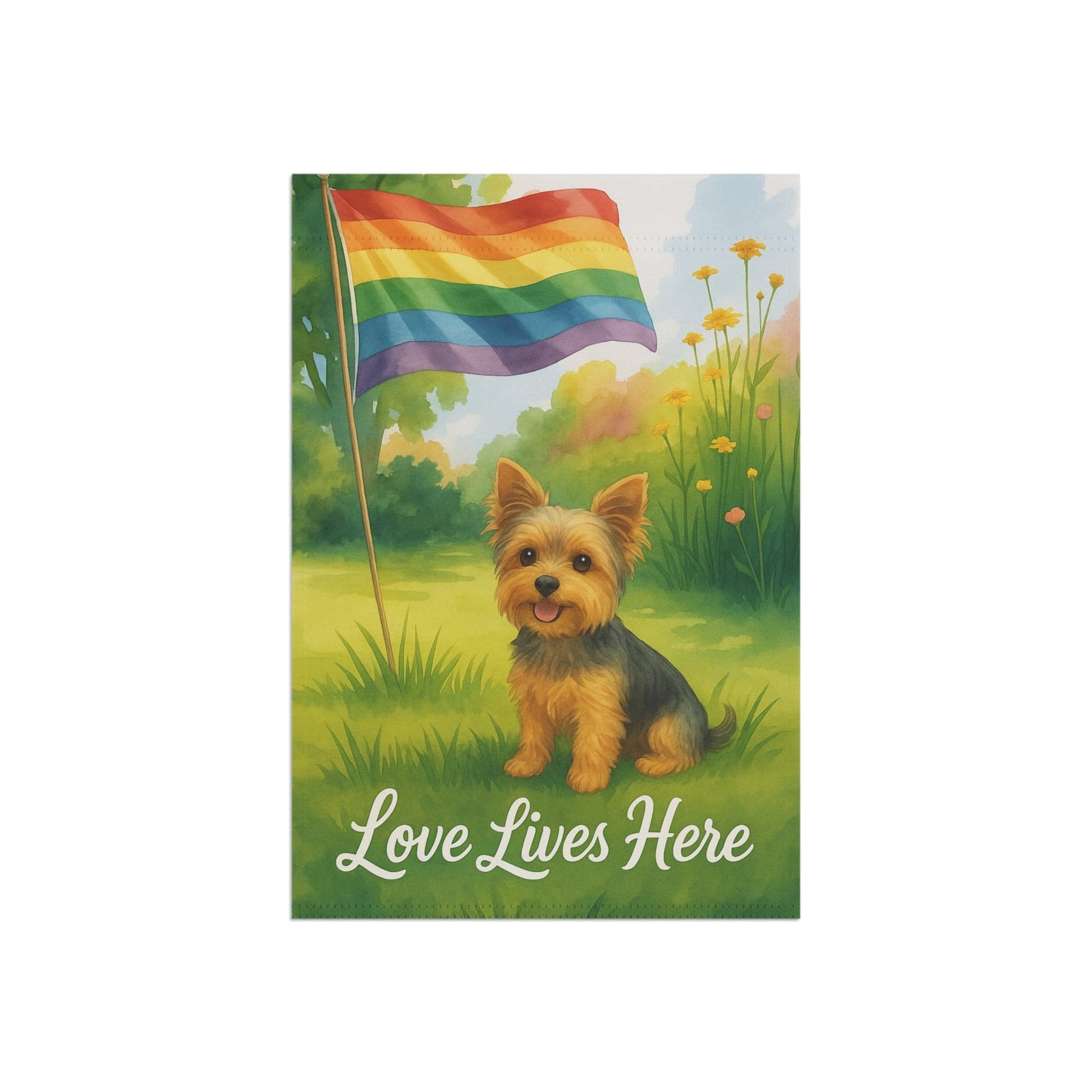Printify Garden Flag Yorkshire Terrier  LGBTQ+ Pride Garden Flag