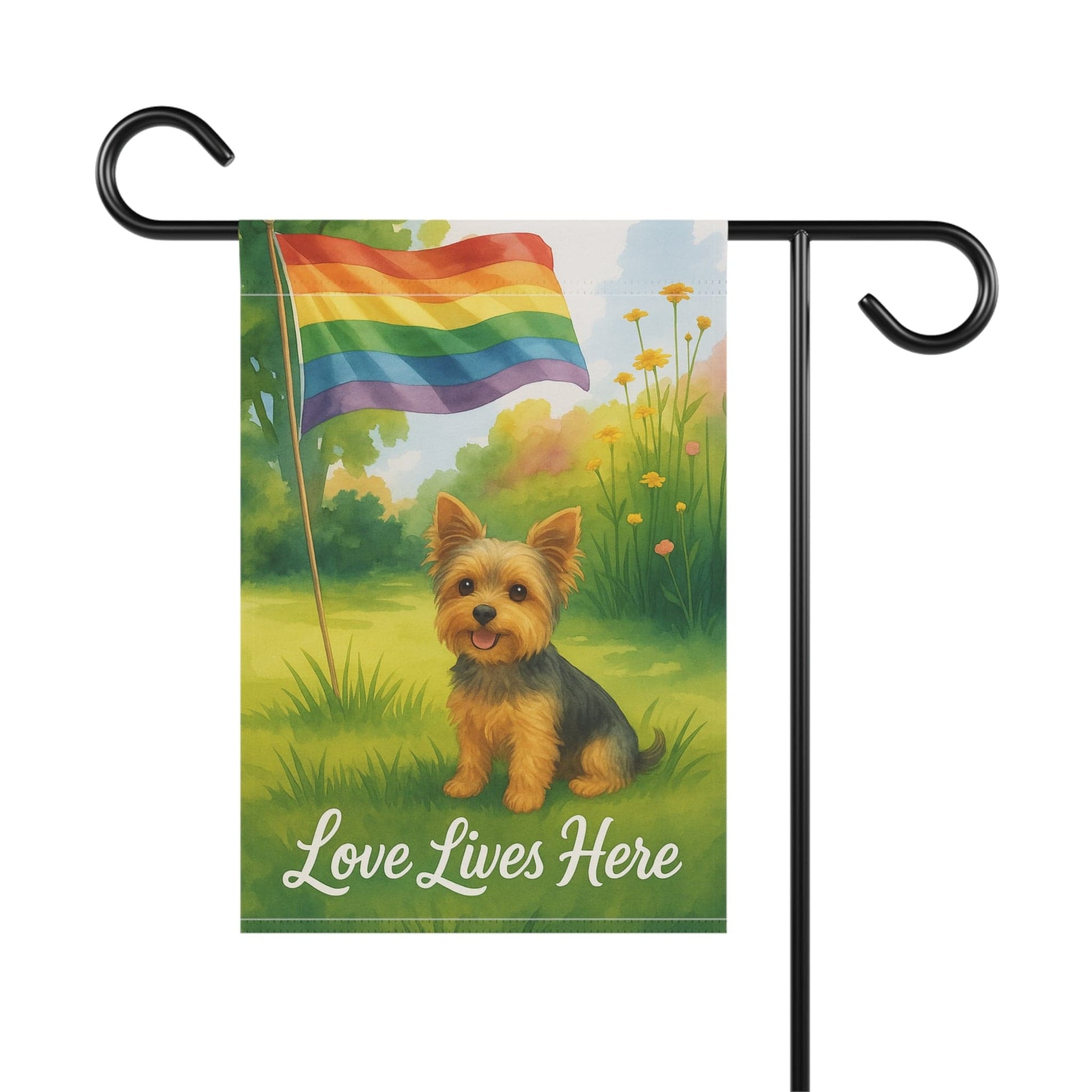Printify Garden Flag Yorkshire Terrier  LGBTQ+ Pride Garden Flag