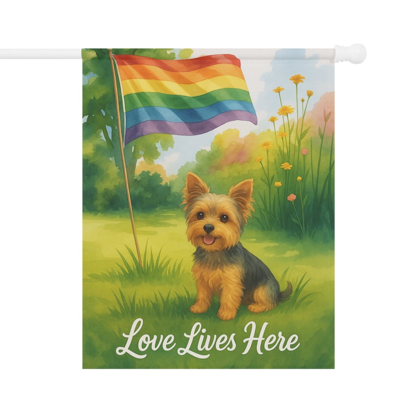 Printify Garden Flag Yorkshire Terrier  LGBTQ+ Pride Garden Flag