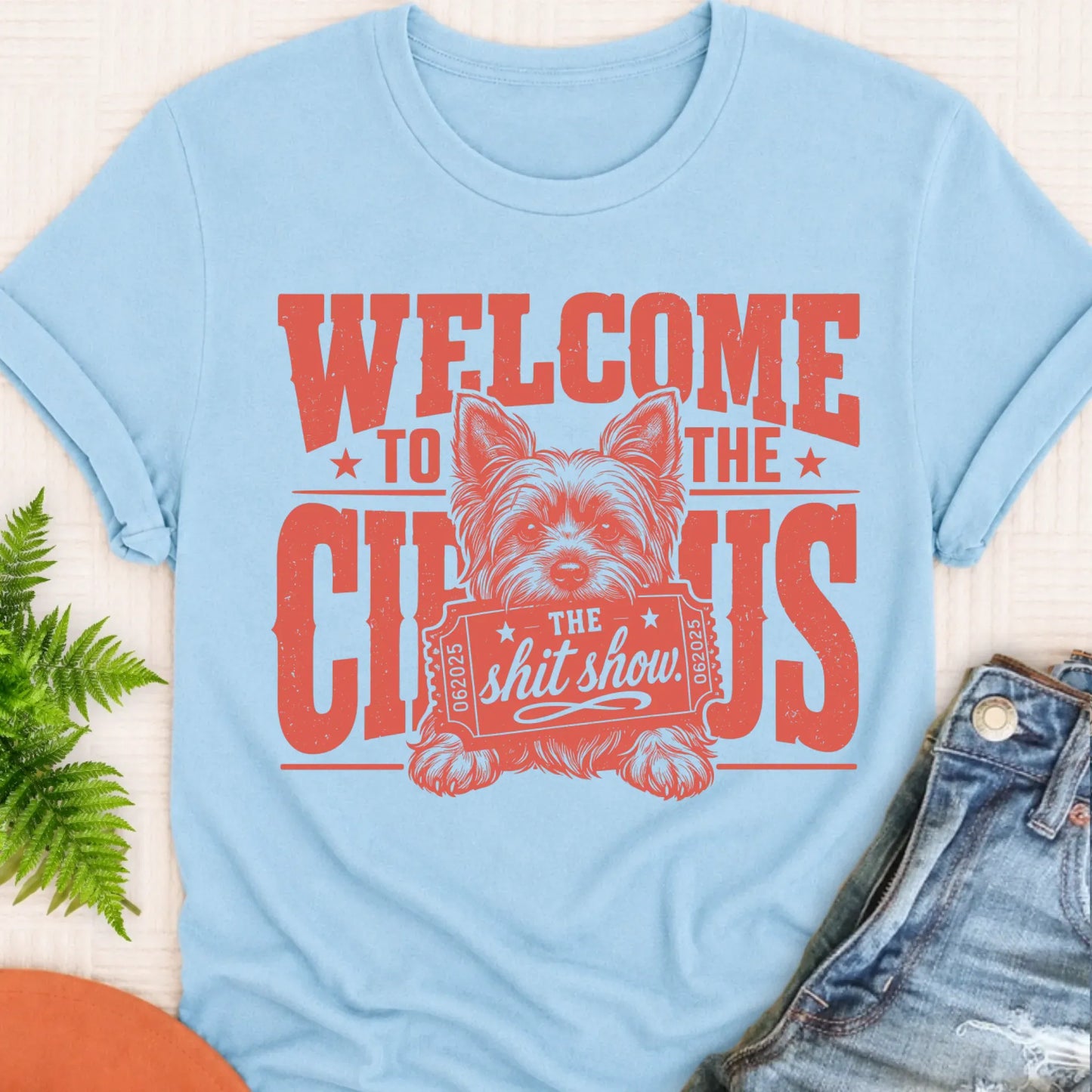 T-Shirt Chambray / S Yorkshire Terrier Welcome to the Circus Unisex TShirt
